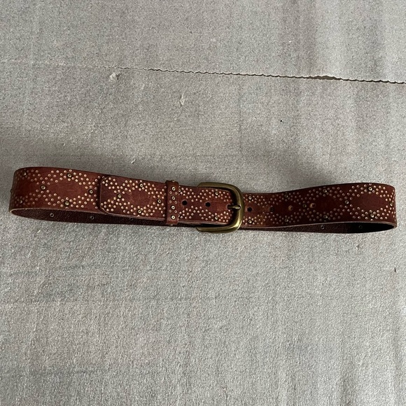[Max40”]Fossil Mini studs men brown leather Belt - Picture 1 of 6